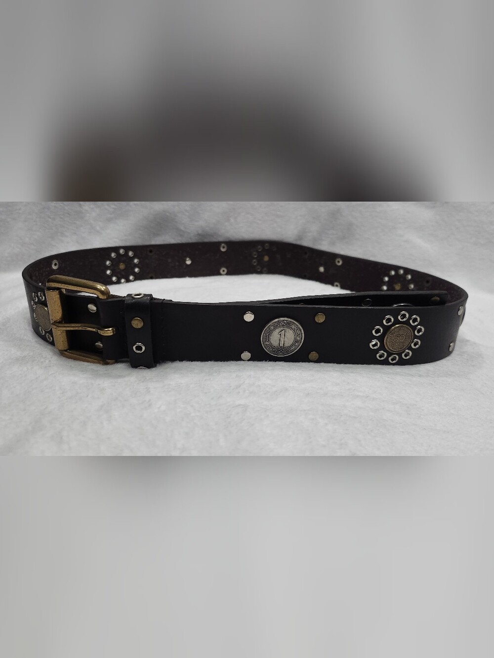 Brown Leather Moroccan Coin Belt 41in. Women's